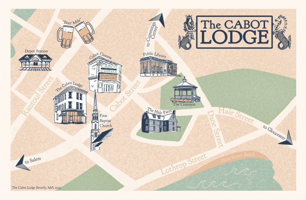 Map of The Cabot Lodge and nearby streets and buildings